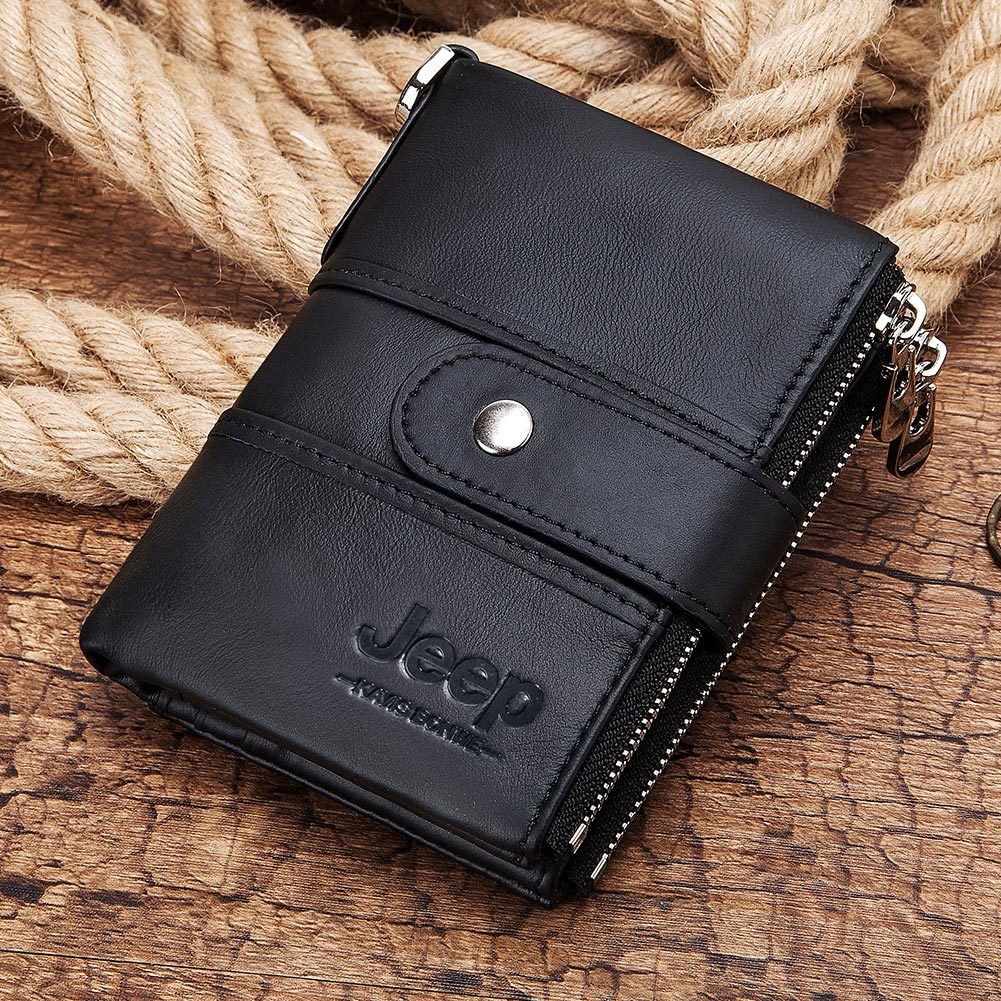 RFID Genuine Leather Crazy Horse Travel Wallet - Bifold With Gift Box (Brown)