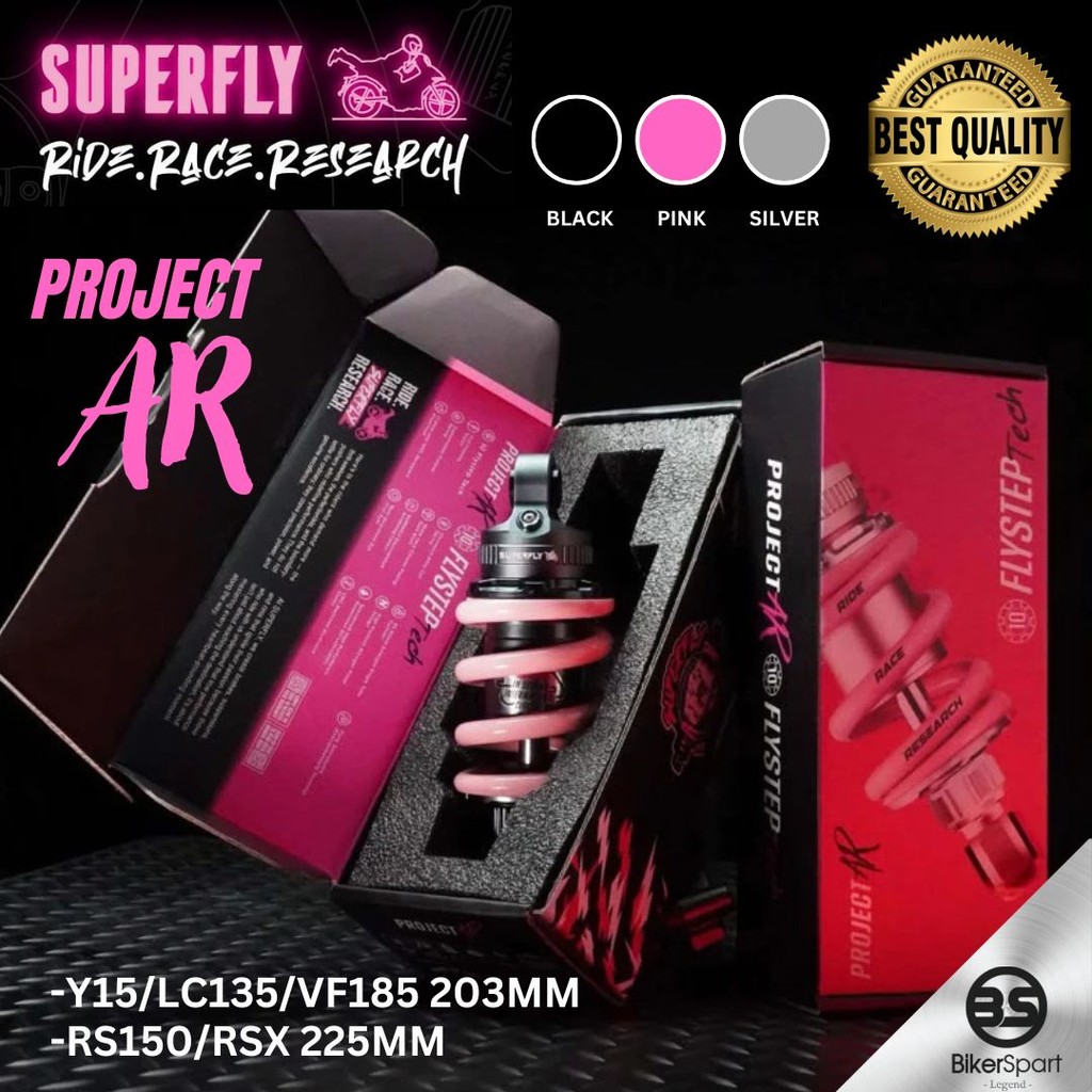SUPERFLY SUSPENSION AR Y15/LC135/VF185 203MM BLACK/SILVER/PINK RS150 ...