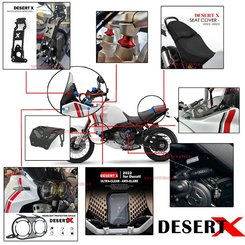 For Ducati Desert X Accessories Headlight Guard Handlebar Risers ...