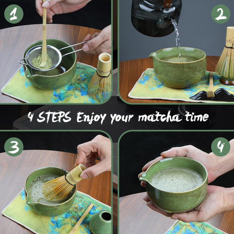 4/7Pcs Matcha Whisk Set Japanese Matcha Set Kit Bamboo Scoop Sifter Tea ...
