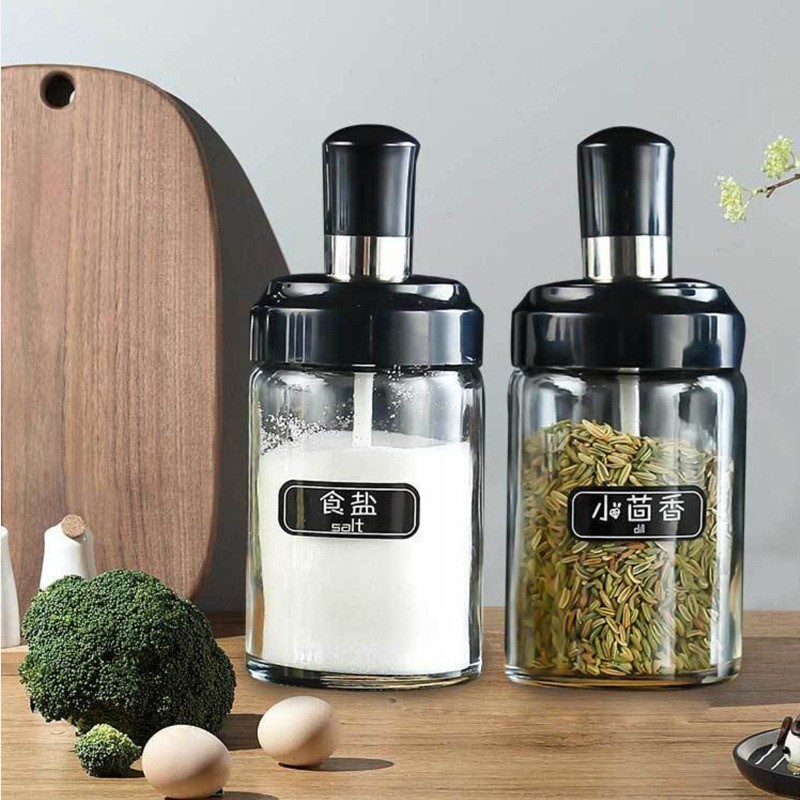 SayYes Botol Kaca Glass Seasoning Bottle Transparent With Spoon Salt ...