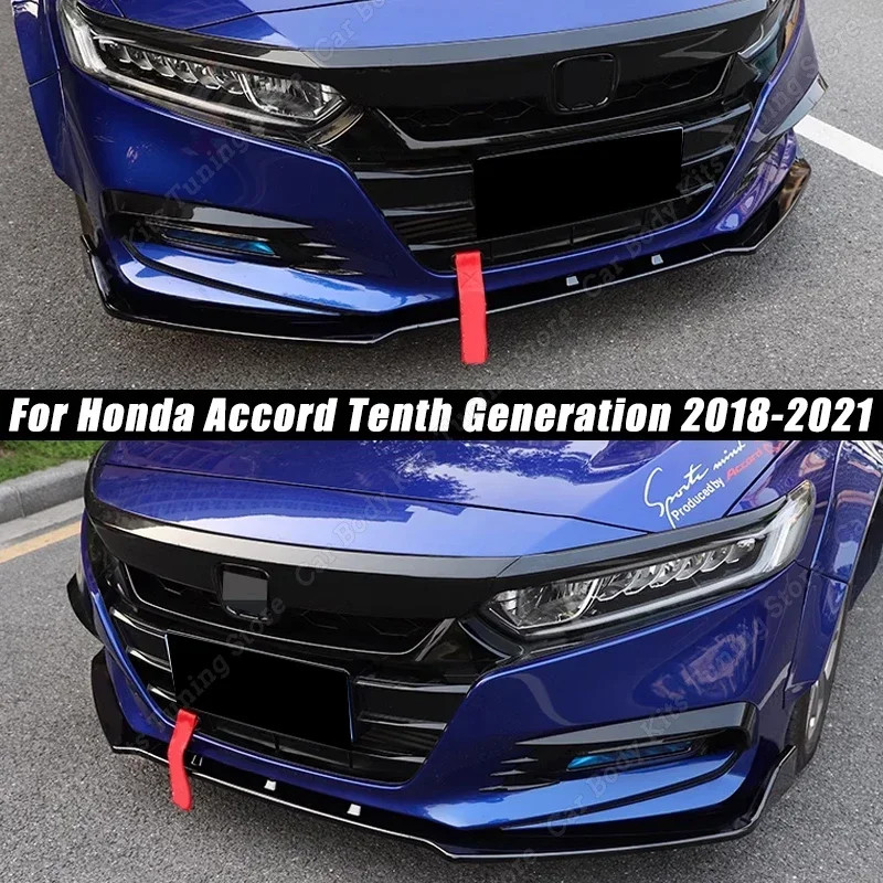 Rear Lip Diffuser With LED Light For Honda Civic 2016-2021 Sedan - Glossy Black Body Kit, Easy Bolt-On