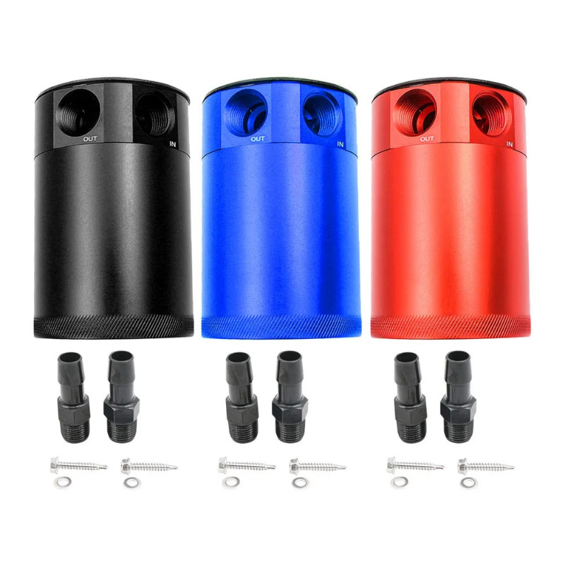 Universal 2-Ports Oil Catch Can With Baffle Petrol Diesel Turbo Tank Reservoir E - Foto 8