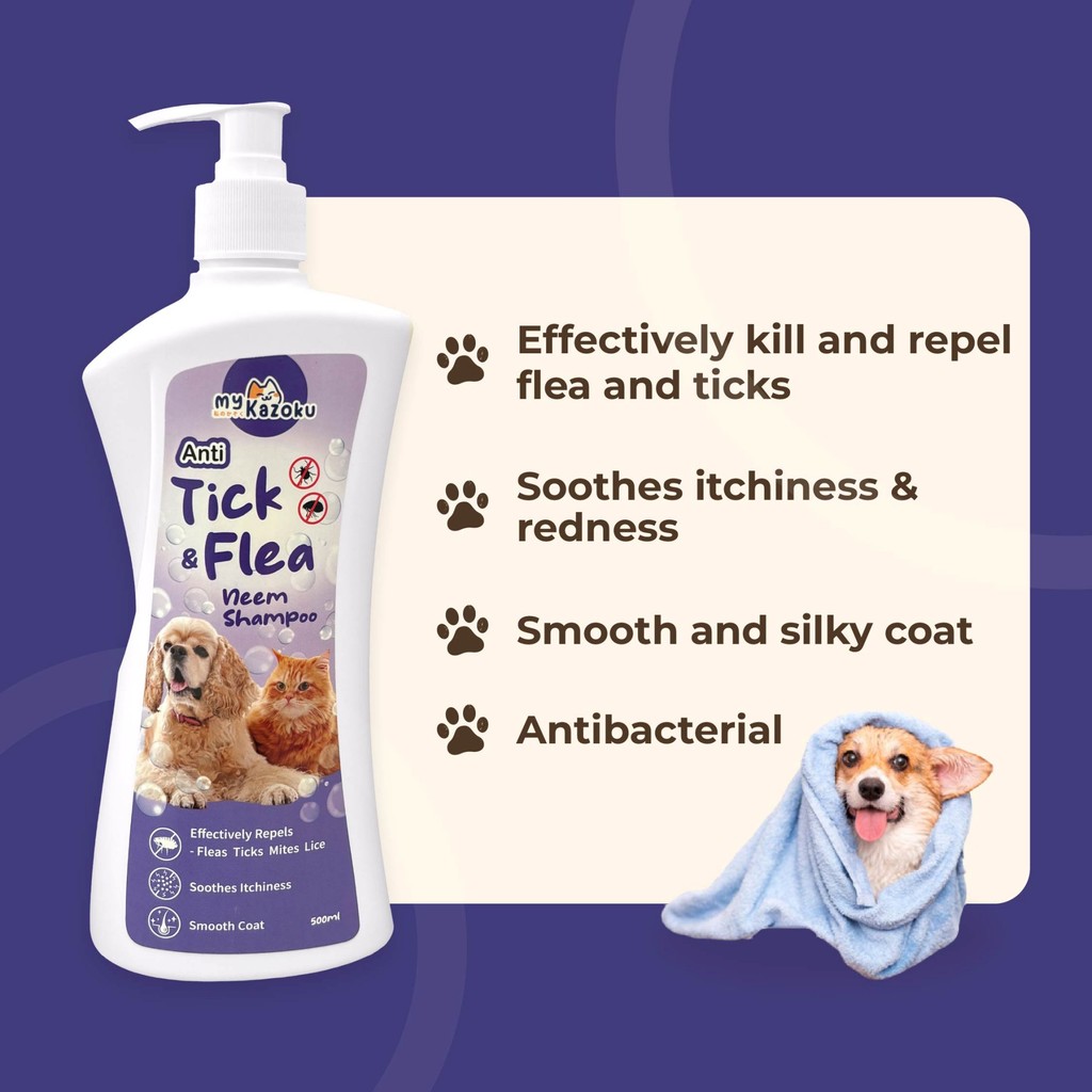 Image result for myKazoku Anti Tick & Flea Neem Shampoo 500ml Itchy Skin Repels Fleas ...