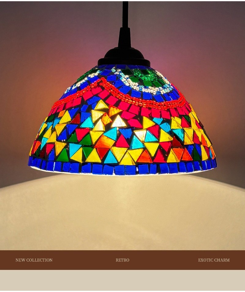 Colorful Mosaic Pendant Light Mediterranean Ceiling Light Living Room ...