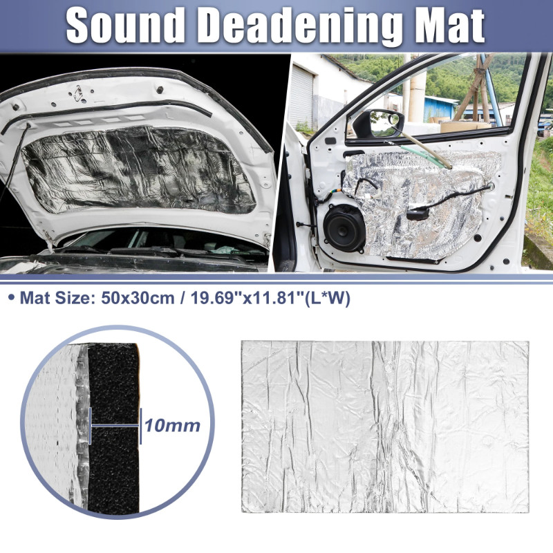 Uxcell 10mm Sound Deadening Mat - 10.76 Sq Ft, Aluminum Foil Foam, Car Heat & Noise Insulation