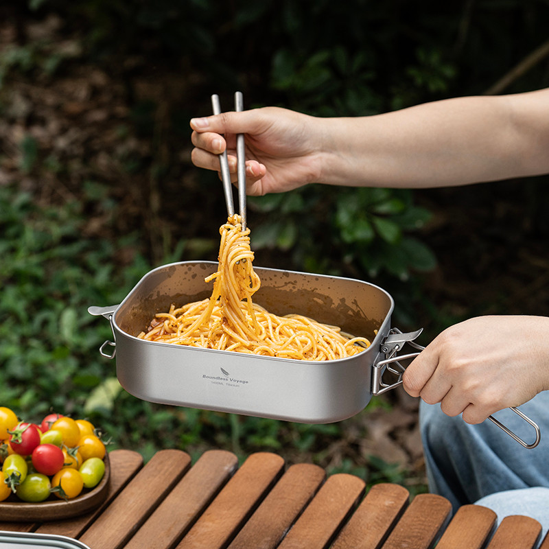 Boundless Voyage Titanium Bento with Lid & Handle Outdoor Camping ...