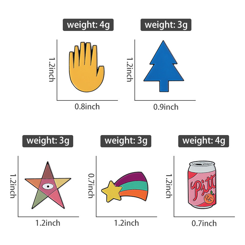 Cartoon Gravity Falls Enamel Pins Brooches Anime Movie Hand Tree Juice ...