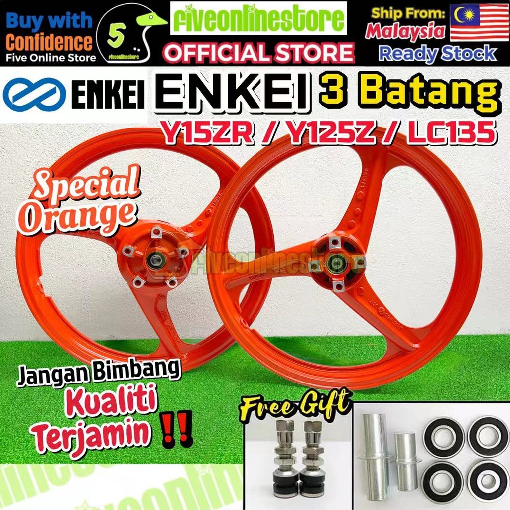 ENKEI 3 Batang Sport Rim Full Chop Rim Orange Yamaha Y125 LC135 125ZR ...