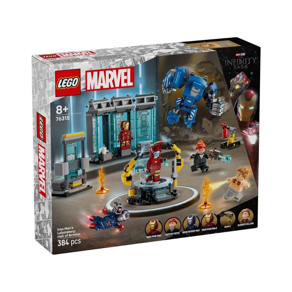 LEGO 76315 Marvel Super Heroes Iron Man's Laboratory: Hall of Armor ...