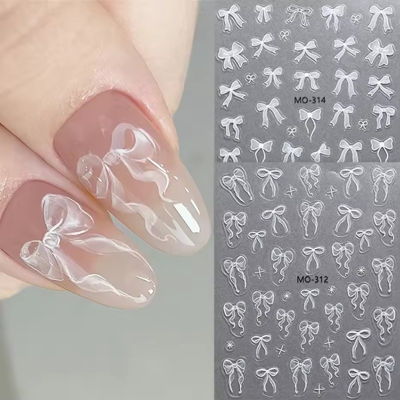 Ins Style Mini Ribbon Bowknot Nail Sticker Self Adhesive French Bowtie ...