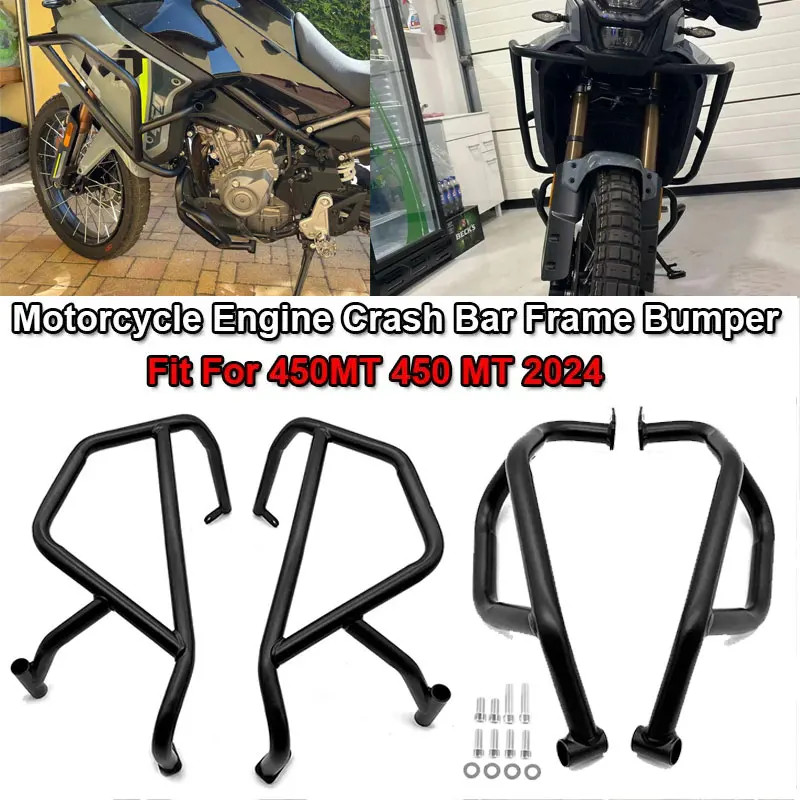 Motorschutzbügel Für CF-Moto Für 450MT Für CFMOTO Für 450 MT Für 450-MT Motorrad Rahmen Schutz Stoßstange Motor Schutz Autobahn Crash Bar Motorrad Autobahn Sturzbügel(Black-1 Set