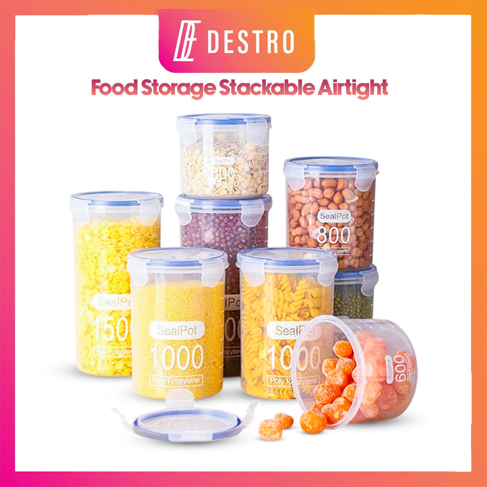 Destro Food Storage Stackable Airtight Container Transparent Plastic ...
