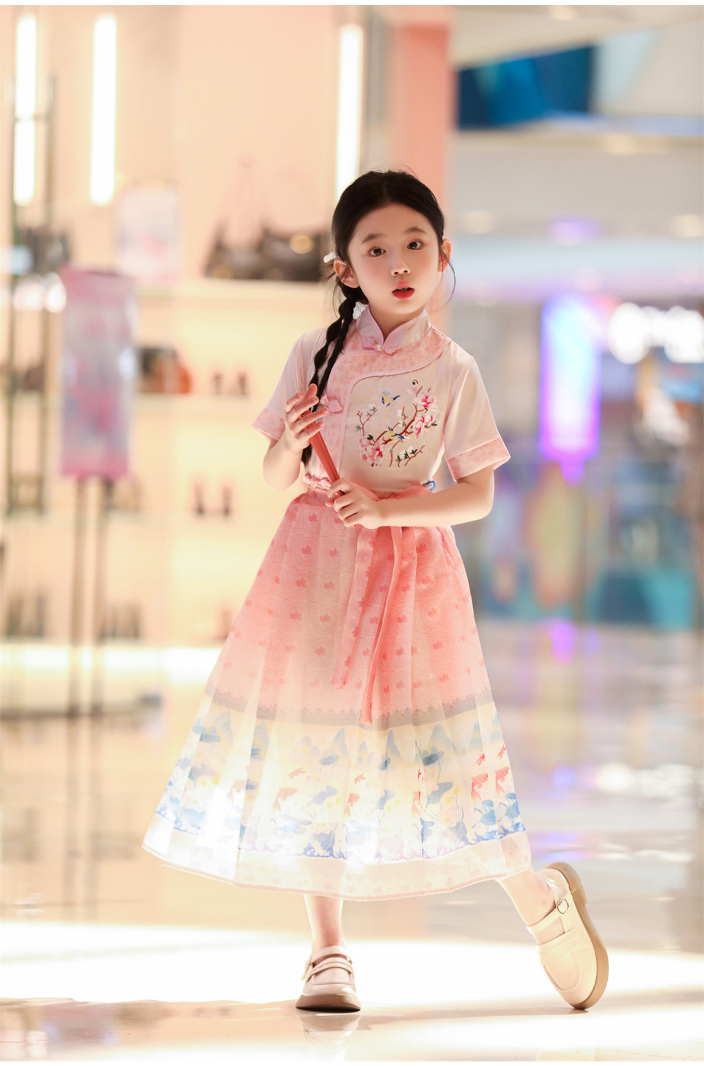 BFUSTYLE Girls' Print Dress - Polyester, Comfortable Elastic Fabric, Sizes S To XL For Ages 4-13