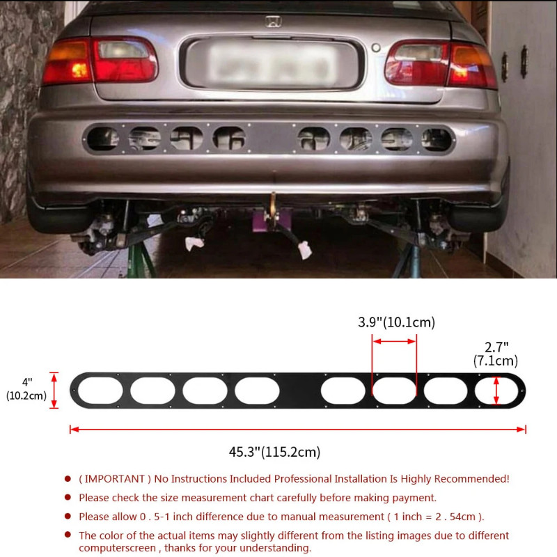 8 Hole Rear Bumper Air Diversion Diffuser Panel Aluminum Long Black ...