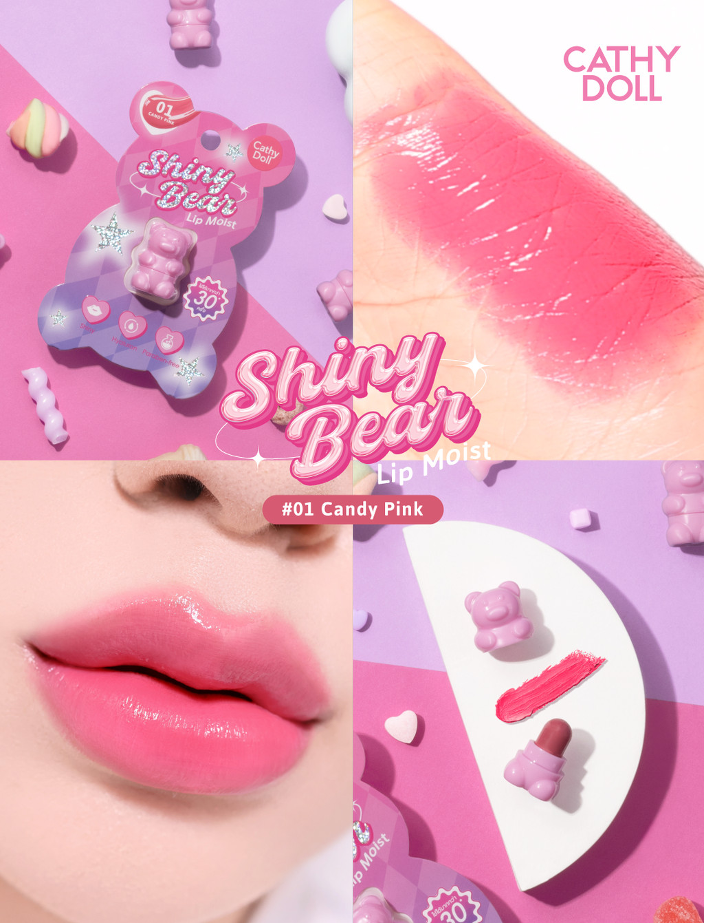 Cathy Doll Shiny Bear Lip Moist 1.1g (10 Colors to Choose) | Shopee ...