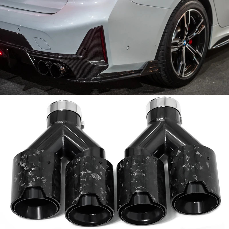 BMW M2 M3 M4 Carbon Fiber Exhaust Tip Finisher – 4pc Set, Blue Burnt Stainless, 3.6in Outlet