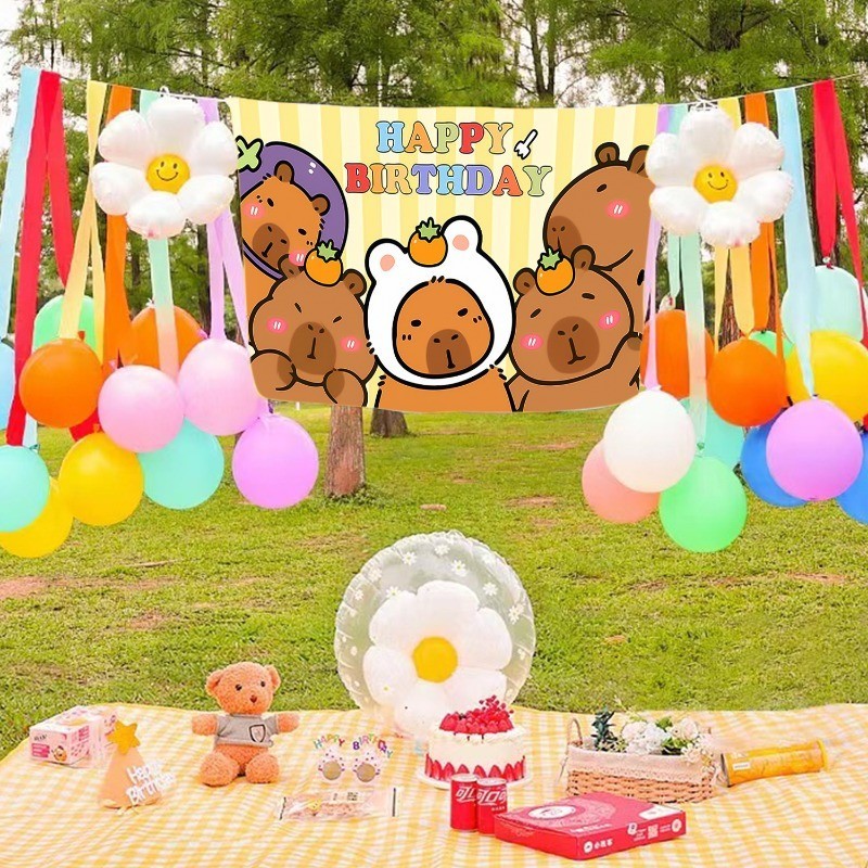 Capybara Theme Birthday Background - Cute, Cartoon - Children'S ...