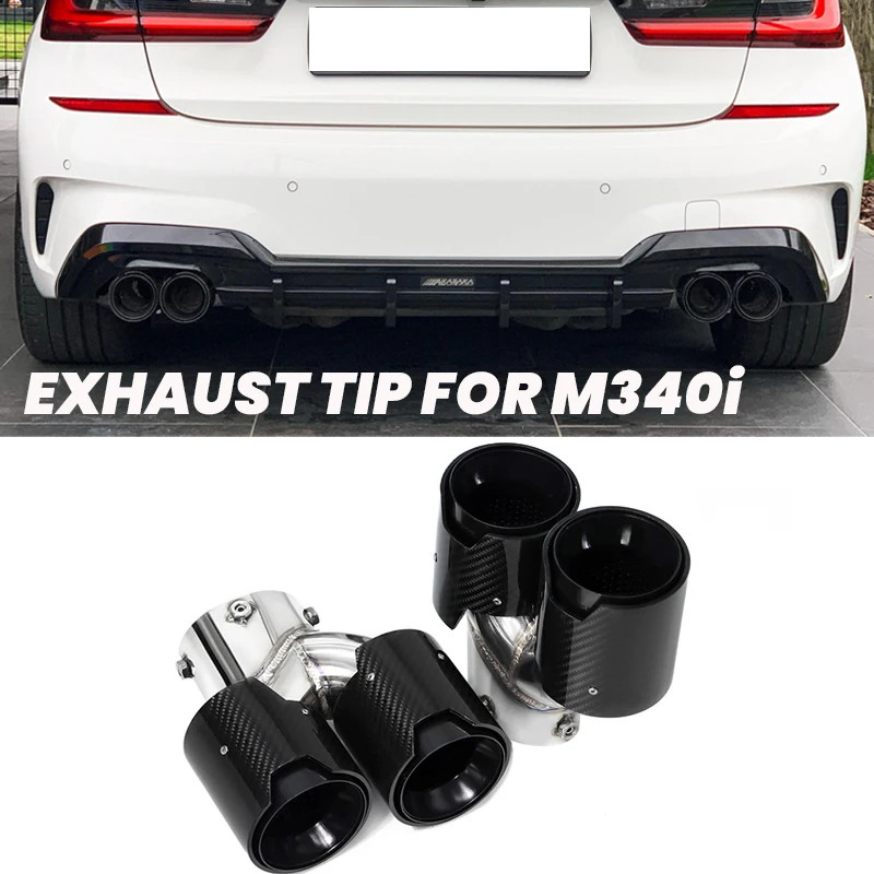 1 Pair Car Carbon Fiber Exhaust Tip For BMW G20 G21 M340i 2019 2020 ...