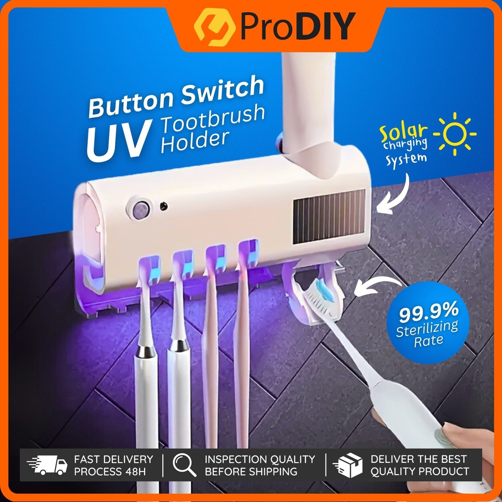 Button Switch UV Toothbrush Holder Toothpaste Squeezer Bathroom Cleaner ...