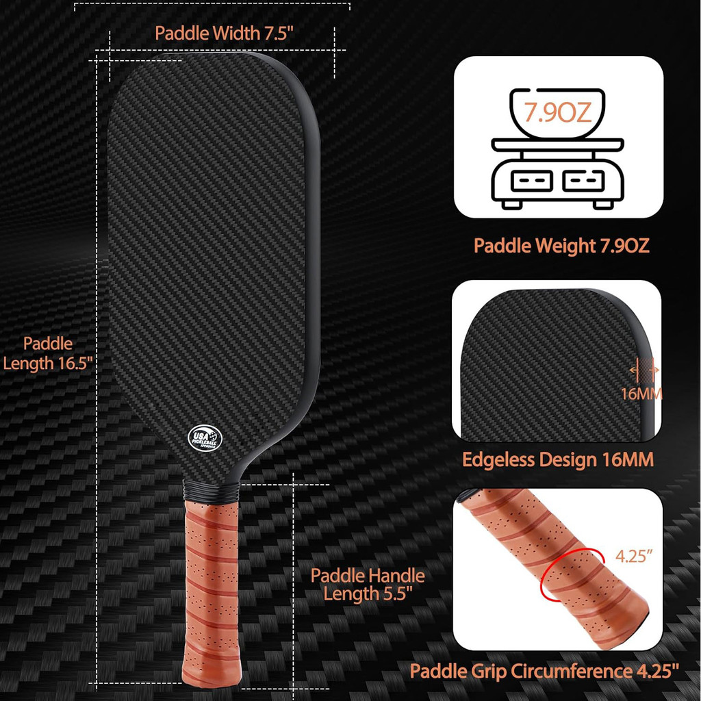 Frameless 3K Cloth Pattern Pickleball Paddle Carbon Fiber 16mm ...