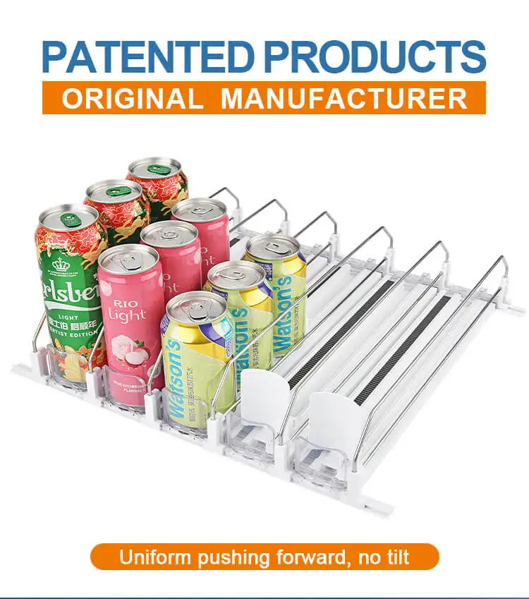 Refrigerator Organizer Fridge Drink Dispenser - Auto Push Can Rack for ...
