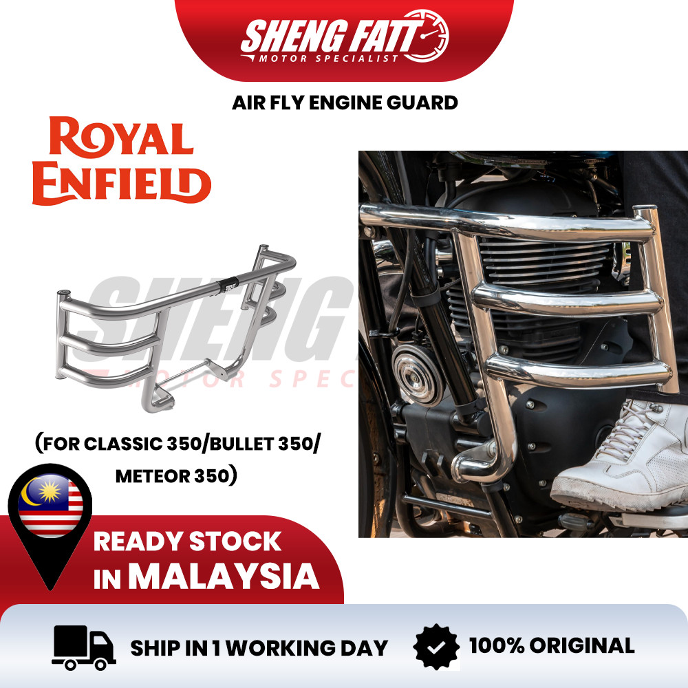 Royal Enfield Air Fly Engine Guard Silver Heavy Duty Lightweight Design ...