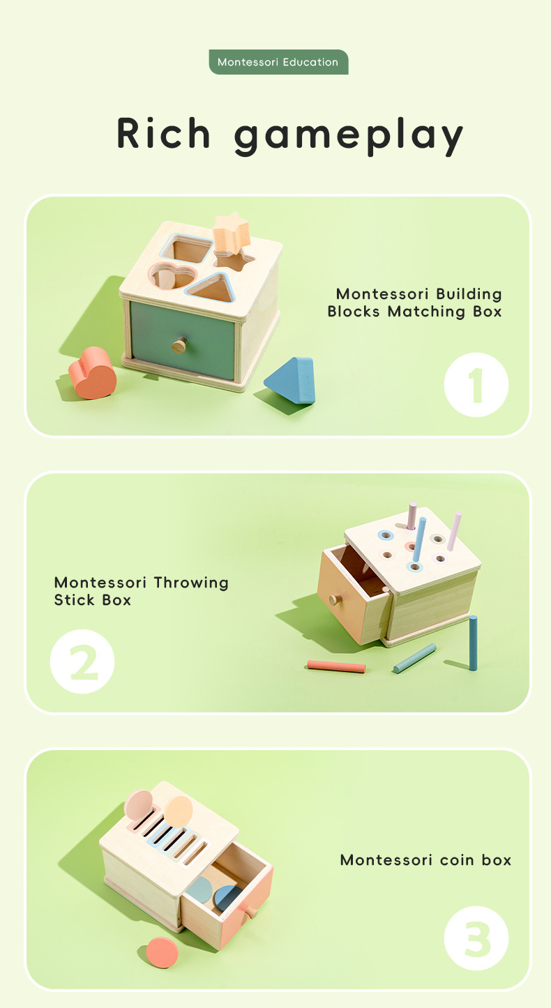 Montessori Toys for Baby Wooden Coin Box Toy Object Permanence Box ...