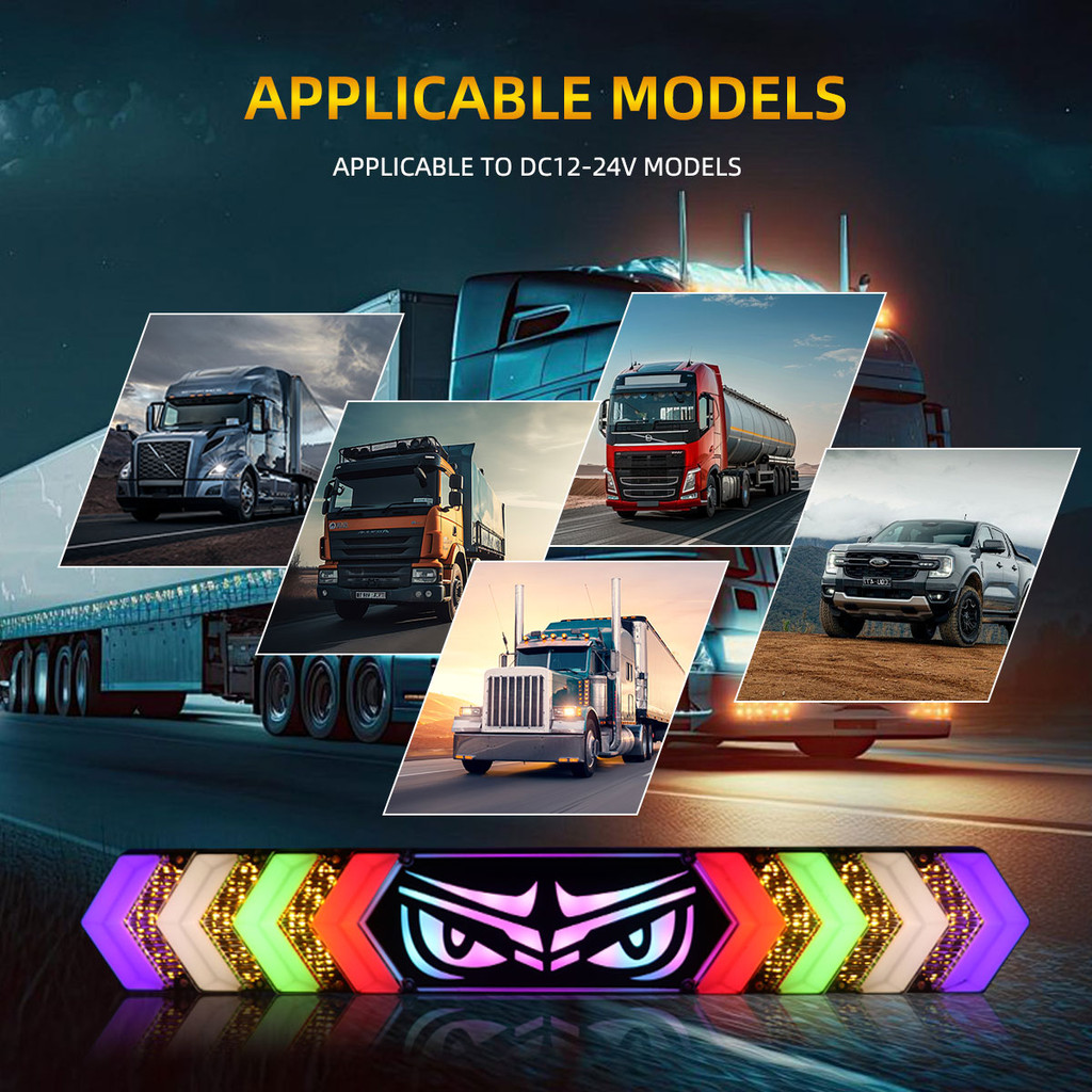 12V-24V Demon Eye Truck Tail Light RGB Flowing Flash Truck Turn Signal ...