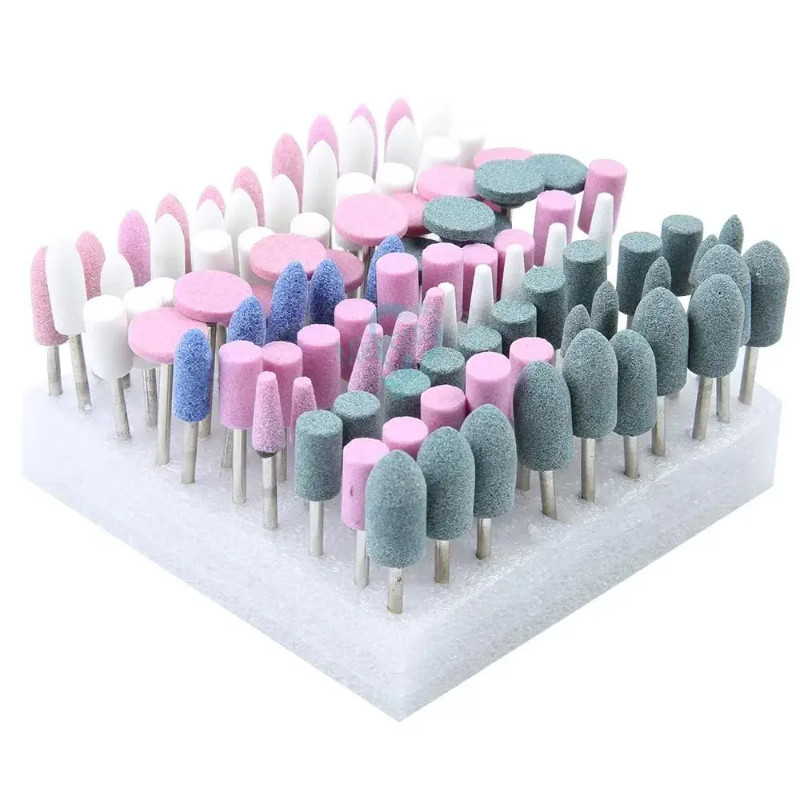 Dental 100 PCS Mixed Dental Lab Gravel Ceramic Thick Mounted Point Burs ...