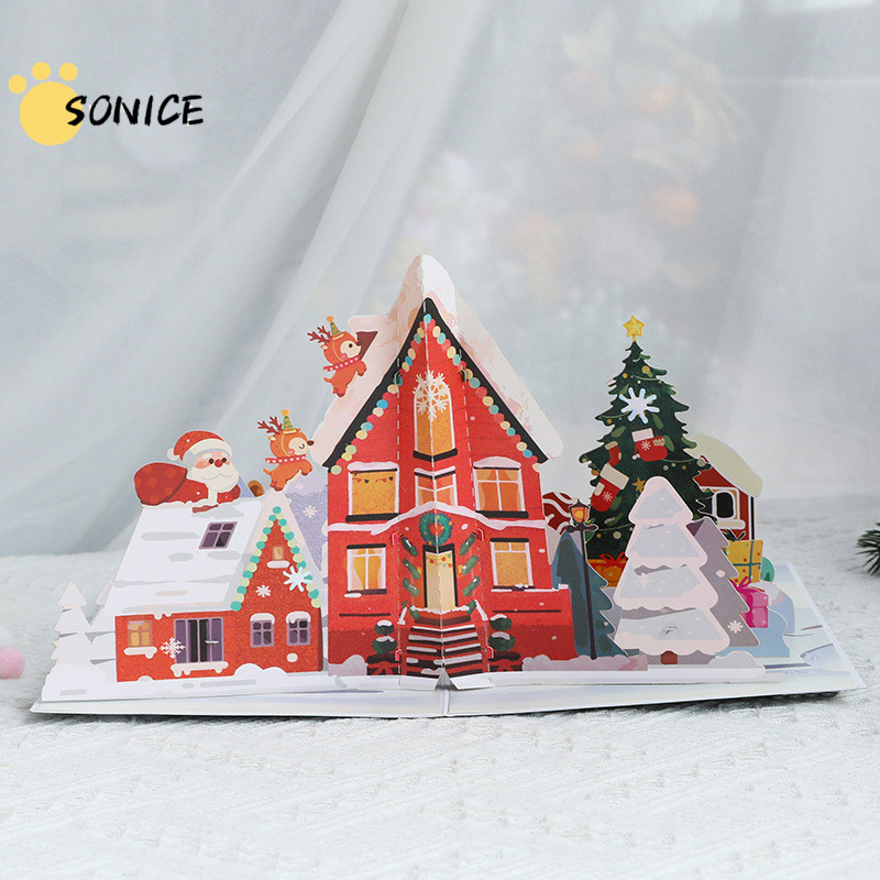 Merry Christmas Card 3D Pop Up Christmas Greeting Card with Envelope ...