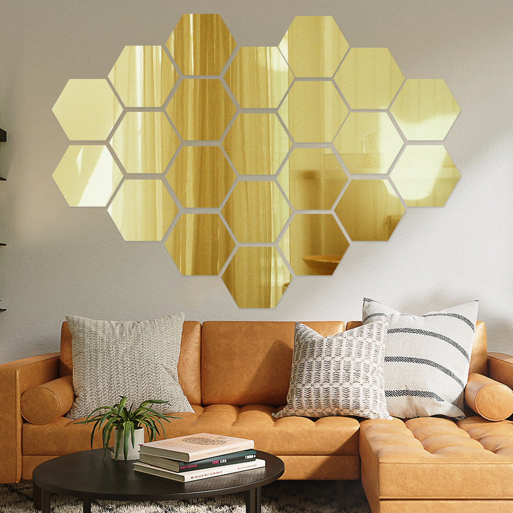 12/24Pcs Fashion Acrylic Mirror Wall Sticker - Flexible Self Adhesive ...