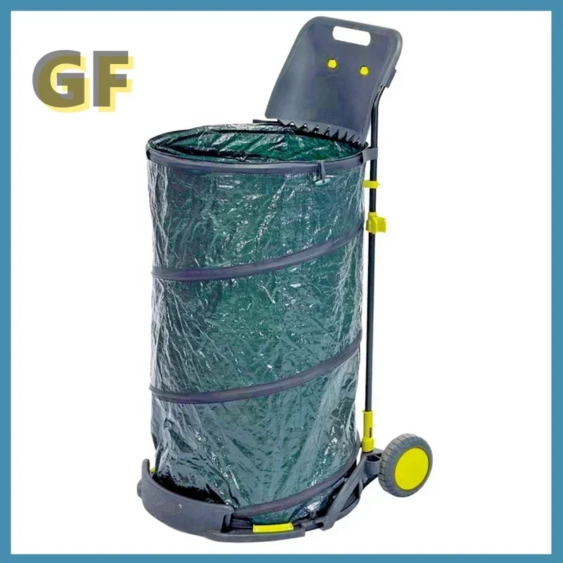 Portable Folding 150L Garden Waste Wheelbarrow Leaf Bag Collector Cart ...