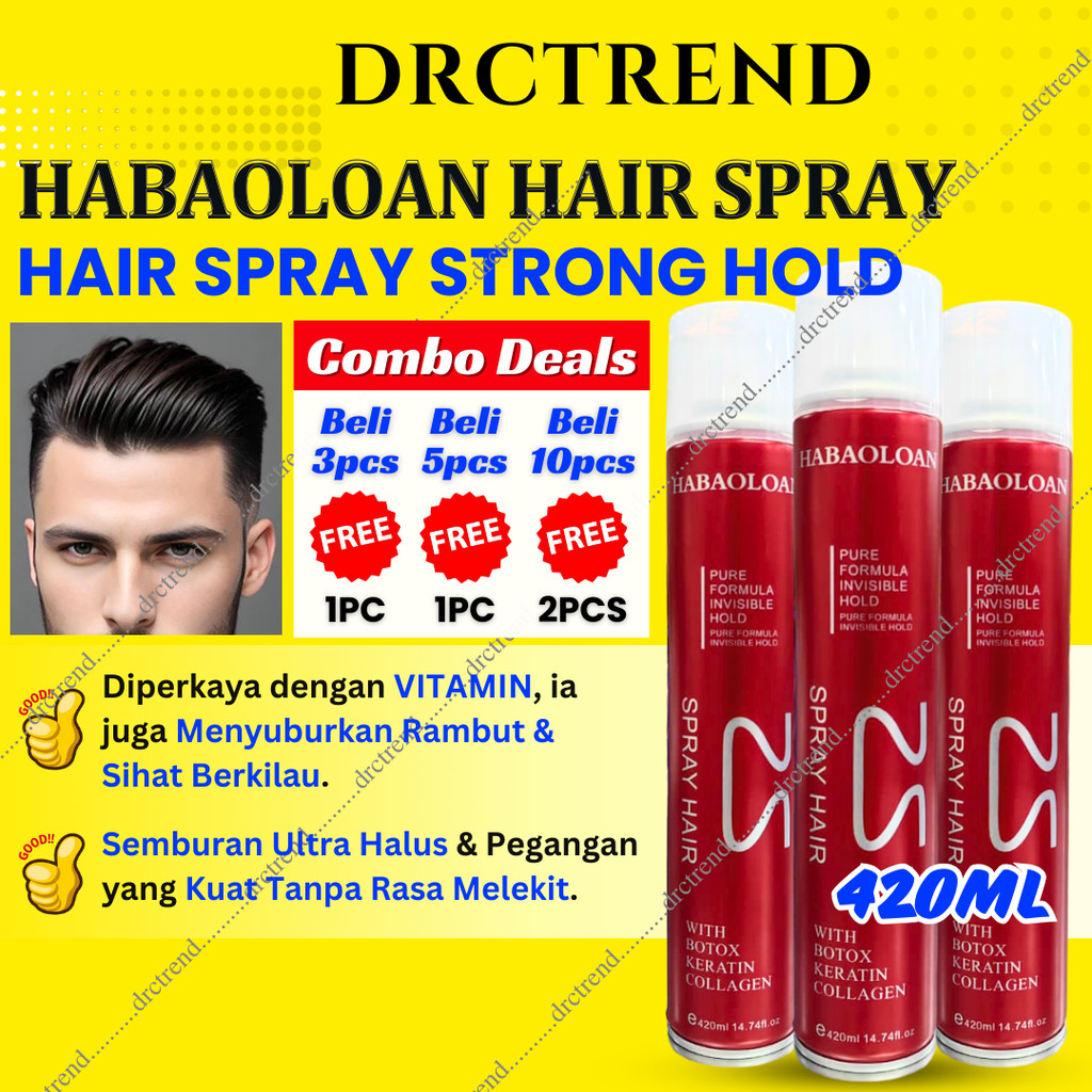 Bundle Habaoloan Extra Hold Hair Spray Rambut Lelaki Keras Hair Spray ...