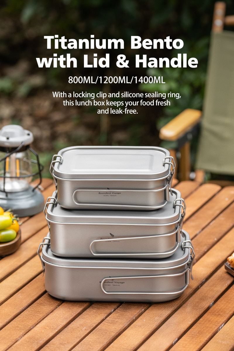 Boundless Voyage Titanium Bento with Lid & Handle Outdoor Camping ...