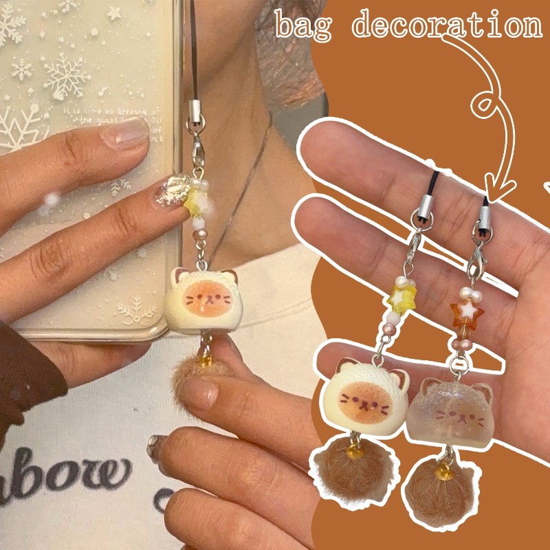 Cute Siamese Cat Charm - Keyring Hang Ornament - Backpack Key Ring ...