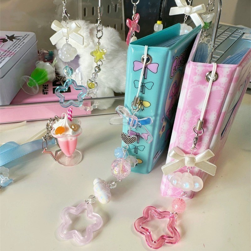 Y2K Bowknot Star Keychain for Phone Case Cute Kawaii Bow Ice Cream Key ...