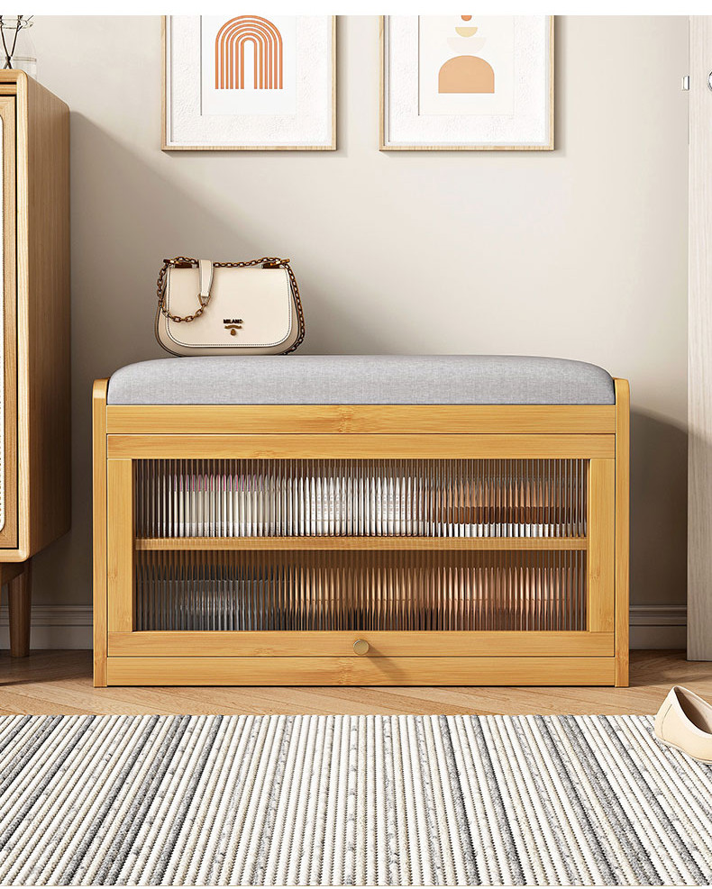 Shoe Changing Bench Household Door Bench Integrated Shoe Cabinet Solid ...