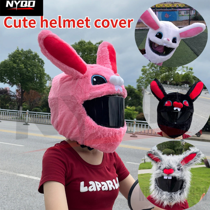 Protoiya Helmet Plush Cover Cute Motorcycle Helmet Cover Fluffy Animal Panda Motorcycle Helmet Protection Cover Funny Full Face Motorbike Dust Cover for Outdoor Ride