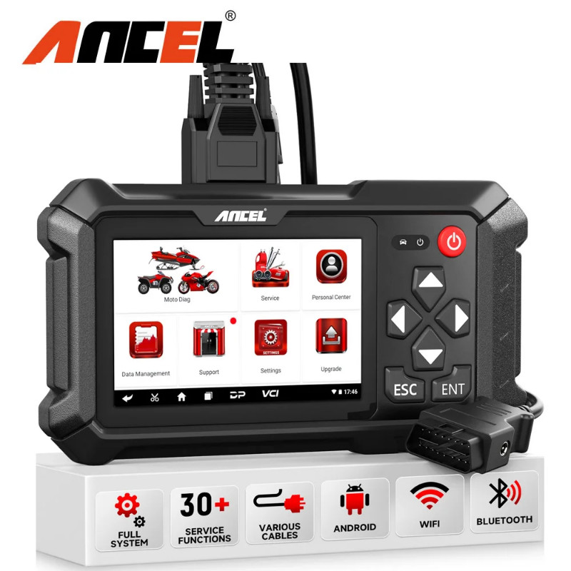 Ancel MT500 OBD 2 Motorcycle Scanner Full System Diagnosis ECU Coding ...