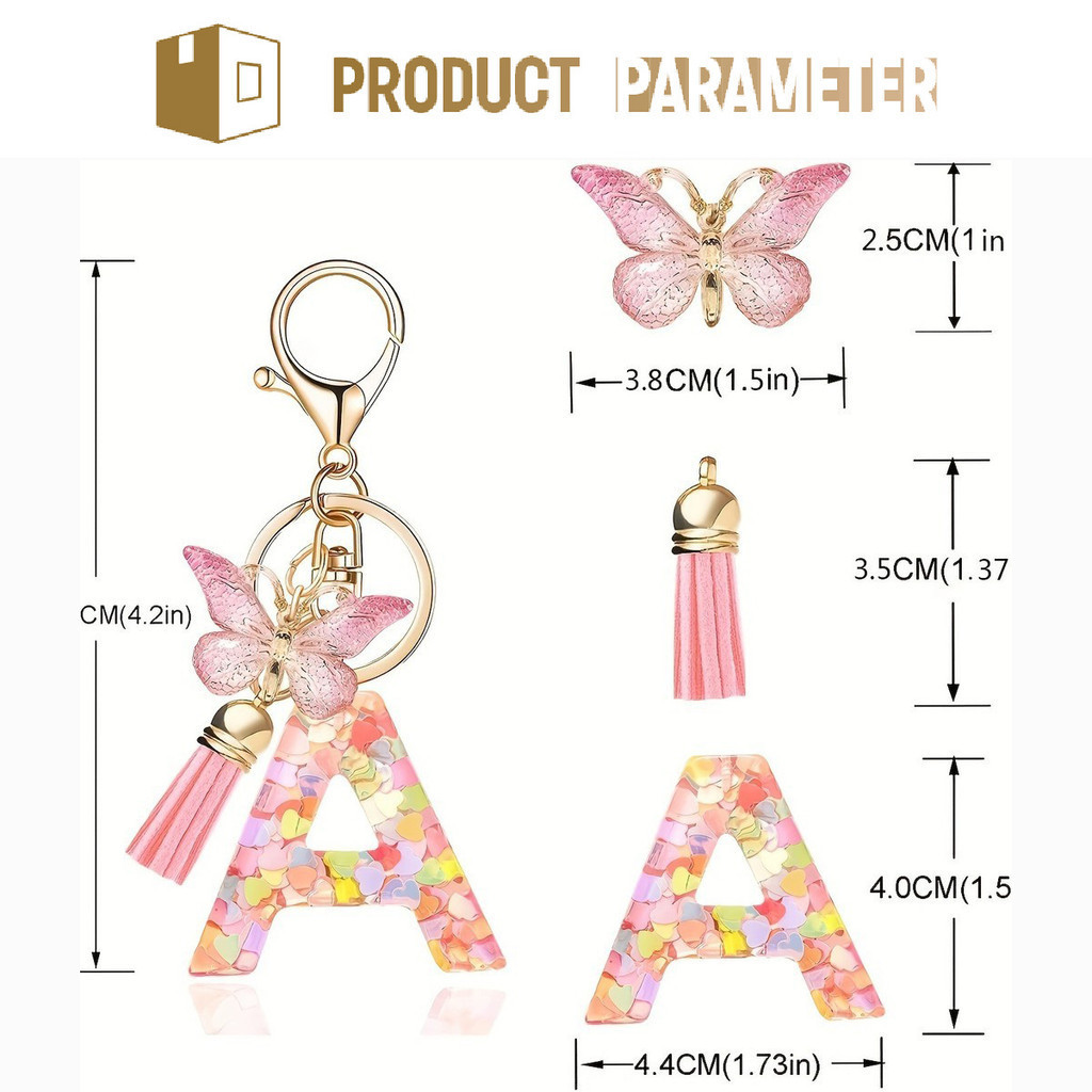 A-Z Initial Keychain letter Personalized alphabet keychain Butterfly ...