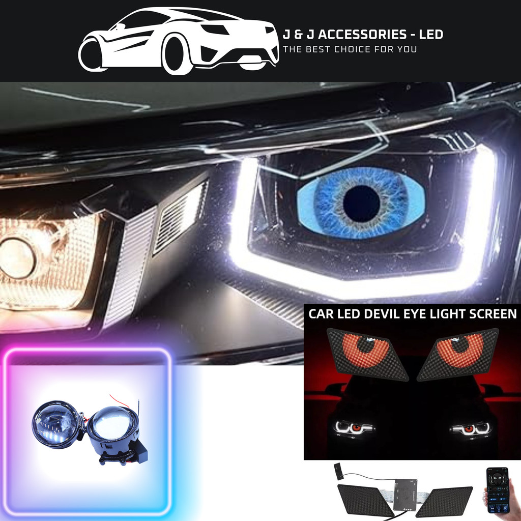 LED Dynamic Devil Eyes Lights 3 Inch 12V Car WIFI Control Headlight ...