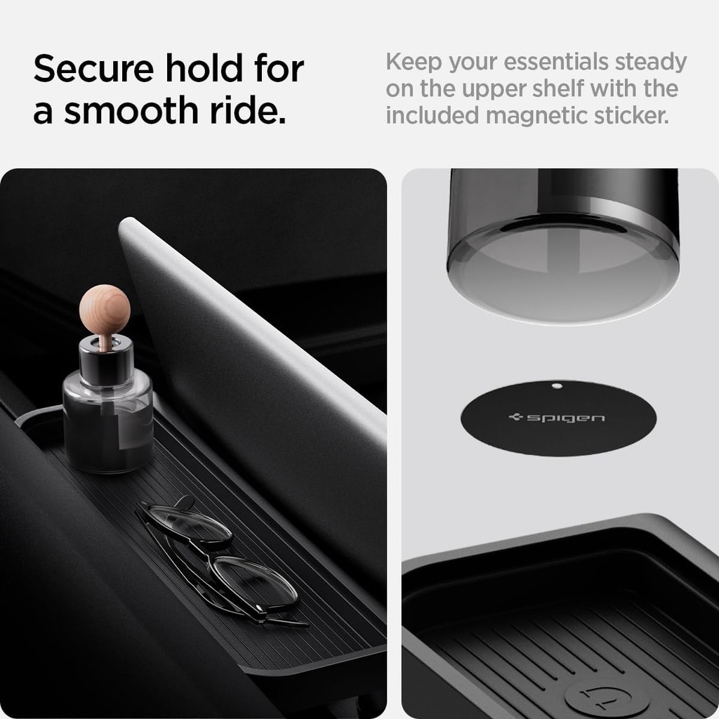 Papelera De Coche Spigen Para Tesla Model Y Juniper Y Model 3 Highland – Con 50 Bolsas, Tapa Magnética