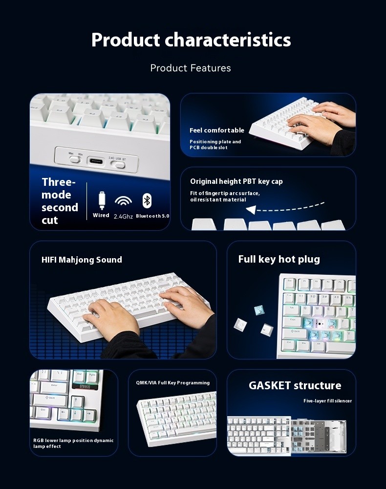 EPOMAKER G84 Wireless Mechanical Keyboard 75% Hot swappable RGB GASKET ...