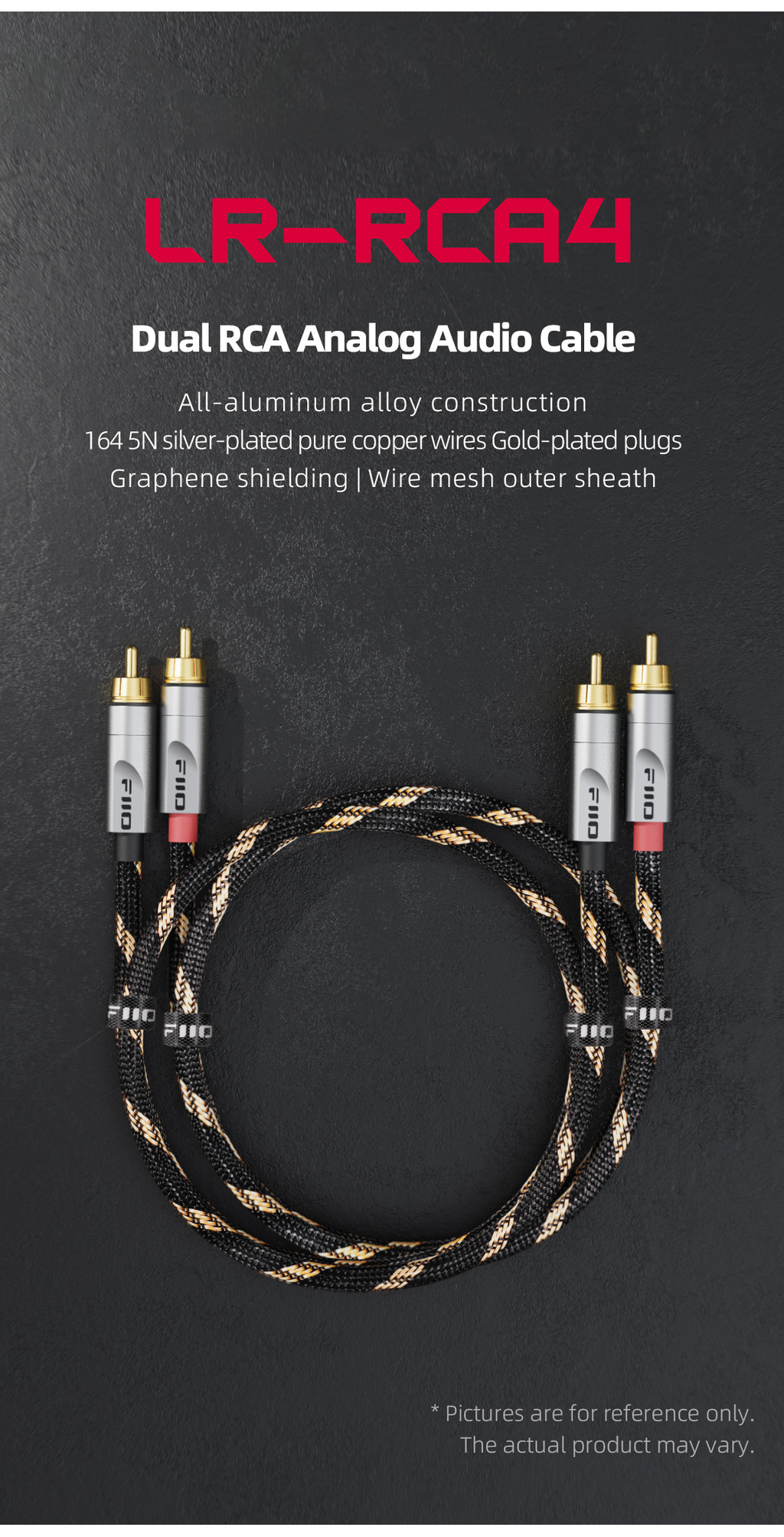FiiO LR-RCA4, Dual RCA Audio Cable: 5N Silver-plated Pure Copper Analog ...