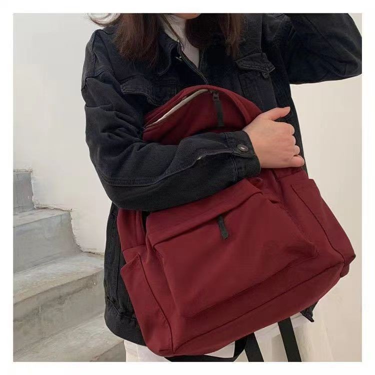 Japanese Fashion Large Capacity Backpack for Girls Solid Color Retro ...