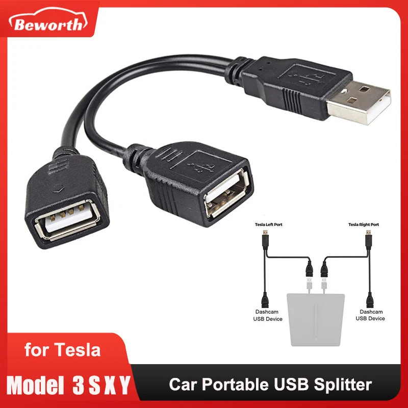 2023 MODEL3 Car Portable USB Splitter For Tesla Model 3 S X Y Cable 2 ...