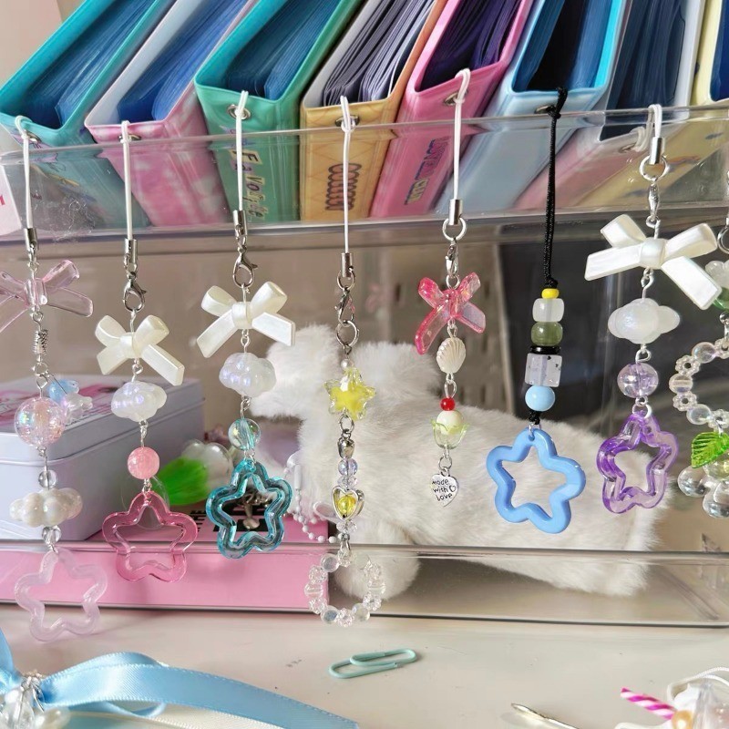 Y2K Bowknot Star Keychain for Phone Case Cute Kawaii Bow Ice Cream Key ...