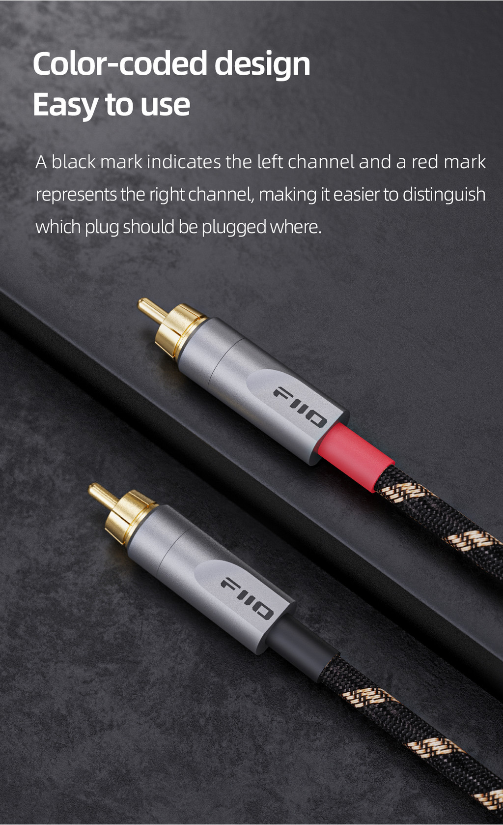 FiiO LR-RCA4, Dual RCA Audio Cable: 5N Silver-plated Pure Copper Analog ...