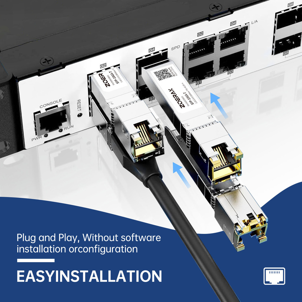 ZoeRax SFP+ RJ45 Module 10Gbps Copper Transceiver | 10GBase-T Ethernet ...